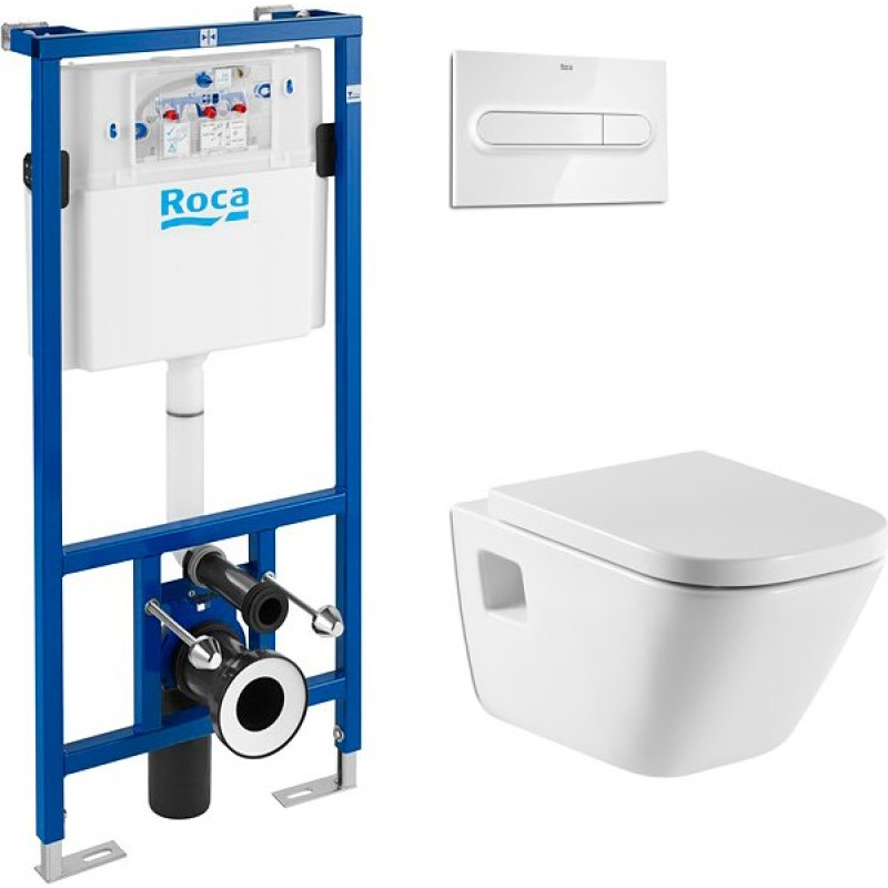 Комплект  Система инсталляции для унитазов Roca DUPLO WC 890090020 + Чаша для унитаза подвесного Roca Gap 346477000 + Кнопка смыва Roca PL1 Dual хром