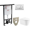Комплект  Унитаз подвесной BelBagno Marino BB105CHR с крышкой + Система инсталляции AlcaPlast Jadromodul AM102/1120 + Кнопка смыва AlcaPlast ALCA M70 белая + Шумоизоляционная
