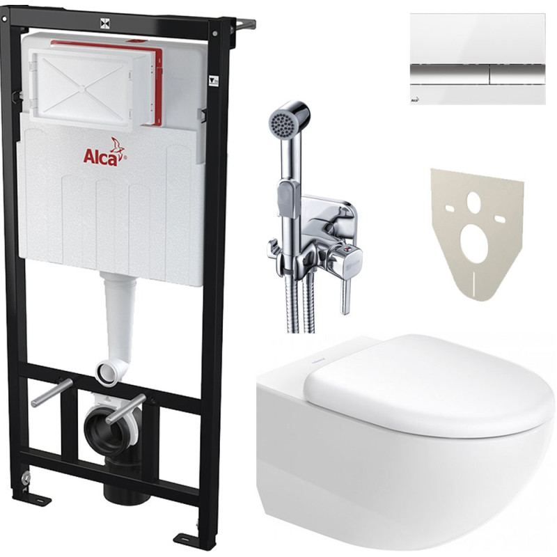 Комплект  Унитаз подвесной Duravit Architec 45720900A1 + Система инсталляции для унитазов AlcaPlast AM101/1120-4:1RS M1720-1-001 + Гигиенический душ L