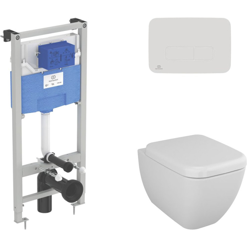 Комплект  Унитаз подвесной VitrA Shift 7742B003-0075 с крышкой + Система инсталляции Ideal Standard ProSys + Кнопка смыва Ideal Standard ProSys Oleas R0124AC белая