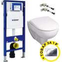 Комплект Инсталляция Geberit Duofix UP320 с кнопкой смыва + Унитаз Geberit Renova безободковый