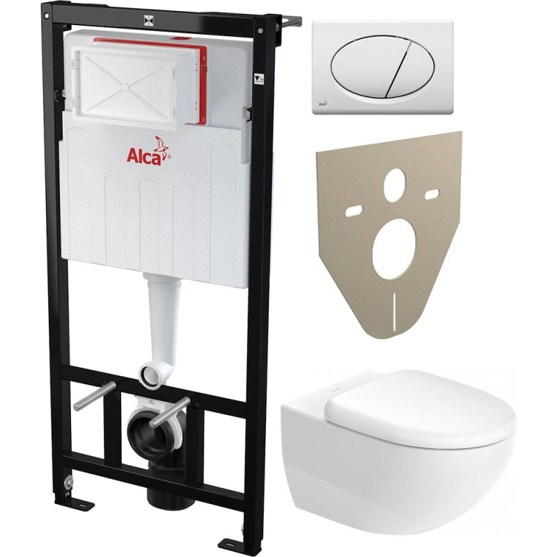 Комплект Унитаз подвесной Duravit Architec 45720900A1 + Система инсталляции для унитазов AlcaPlast Sadromodul AM101/1120-001 с белой кнопкой и шумоизоляцией