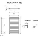 Полотенцесушитель электрический Terma Fiona 48x90, черный матовый