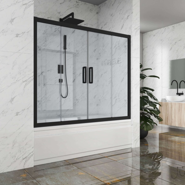 Шторка на ванну Kubele DE019P4-CLN-BLMT 210х150 см, профиль матовый черный