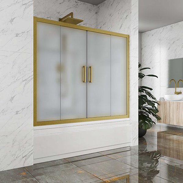 Шторка на ванну Kubele DE019P4-MAT-BR 140х150 см, профиль бронза