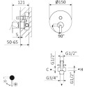 Смеситель Cezares Leaf VDIM-01 С ВНУТРЕННЕЙ ЧАСТЬЮ, для ванны с душем