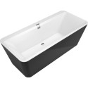 Акриловая ванна Villeroy & Boch Squaro Edge 12 UBQ180SQE7PDT1V-RW 180x80, черная панель, слив-перелив, stone white