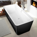 Акриловая ванна Villeroy & Boch Squaro Edge 12 UBQ180SQE7PDT1V-RW 180x80, черная панель, слив-перелив, stone white