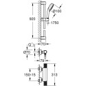 Душевой комплект Grohe Grohtherm 1000 Performance 34835000 с термостатом, хром