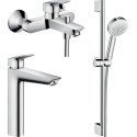 Душевой комплект Hansgrohe Logis 71091000 + Logis 71400000 + душевой гарнитур Crometta 100 Vario 26651400
