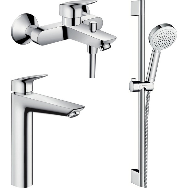 Душевой комплект Hansgrohe Logis 71091000 + Logis 71400000 + душевой гарнитур Crometta 100 Vario 26651400