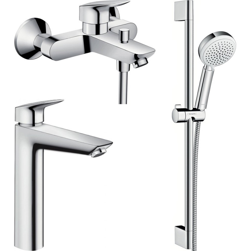 Душевой комплект Hansgrohe Logis 71091000 + Logis 71400000 + душевой гарнитур Crometta 100 Vario 26651400