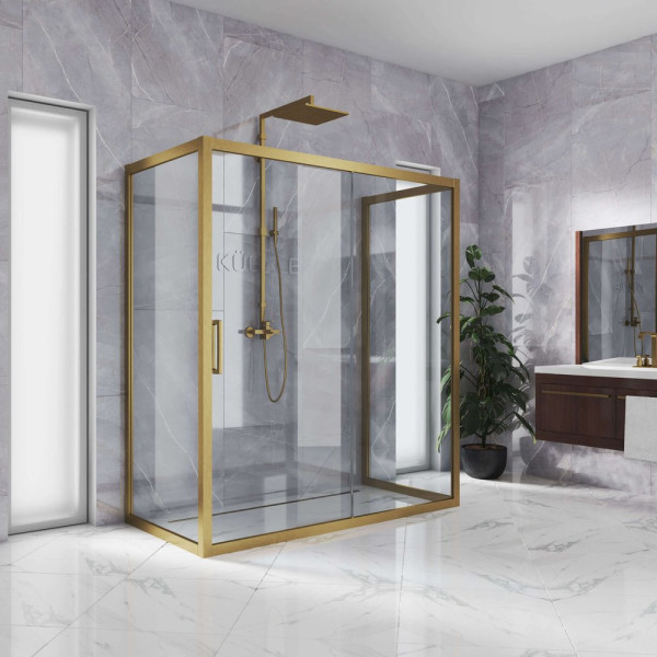 Душевой уголок Kubele DE019R2U-CLN-BR 120х100 см, профиль бронза