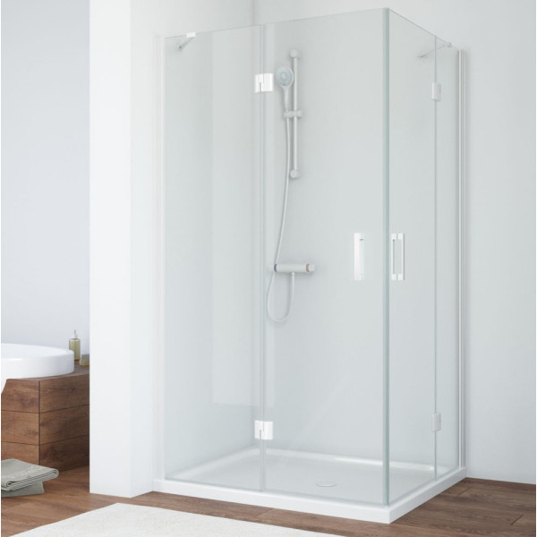 Душевой уголок Vegas Glass AFA-F 100*80 01 01 L профиль белый, стекло прозрачное