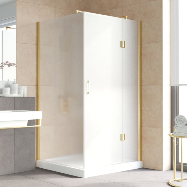 Душевой уголок Vegas Glass AFP-Fis Lux 120*100 09 10 R профиль золото, стекло сатин