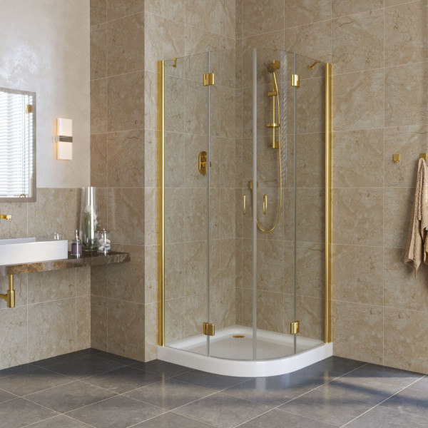 Душевой уголок Vegas Glass AFS Lux 90 09 01 профиль золото, стекло прозрачное