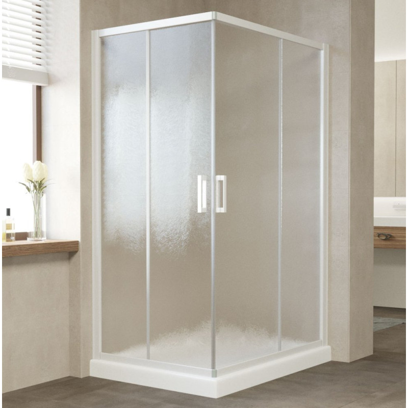 Душевой уголок Vegas Glass ZA-F 110*80 01 02 профиль белый, стекло шиншилла