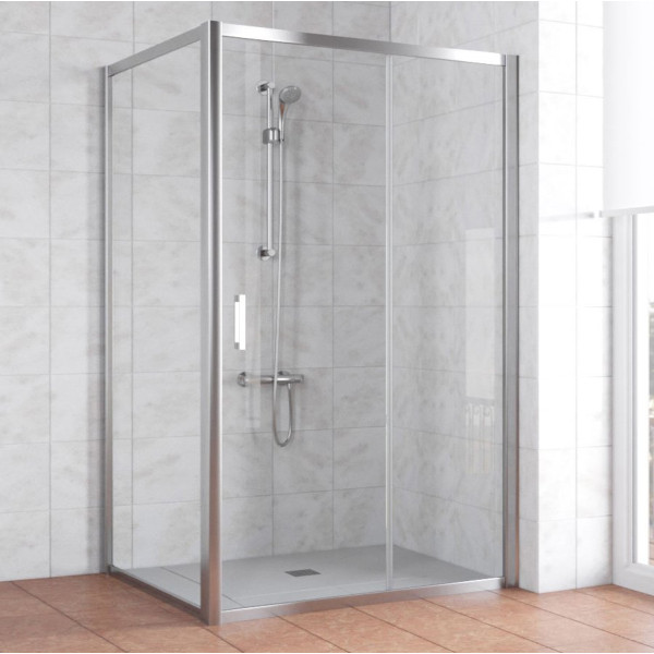 Душевой уголок Vegas Glass ZP+ZPV 120*100 08 01 профиль глянцевый хром, стекло прозрачное