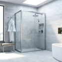 Душевой уголок Vegas Glass ZP+ZPV NOVO 140*90 07 01 профиль матовый хром, стекло прозрачное