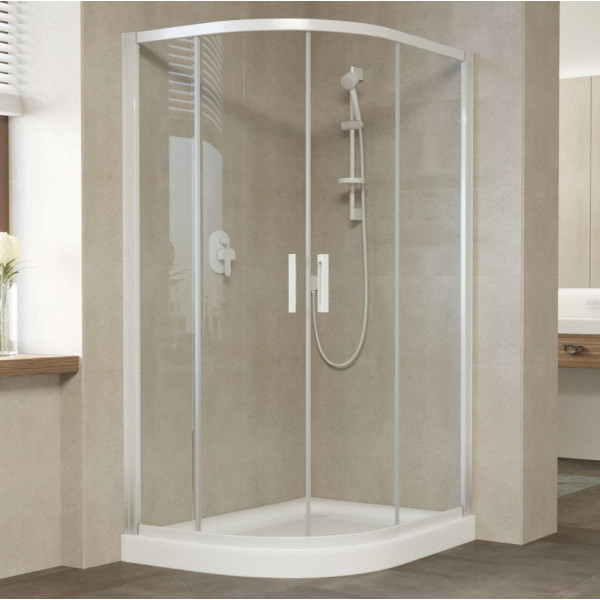 Душевой уголок Vegas Glass ZS-F 120*80 01 01 профиль белый, стекло прозрачное