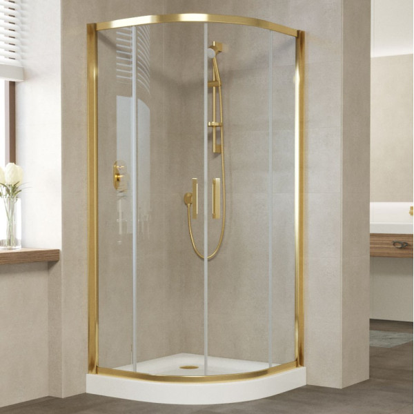 Душевой уголок Vegas Glass ZS 100 09 01 профиль золото, стекло прозрачное