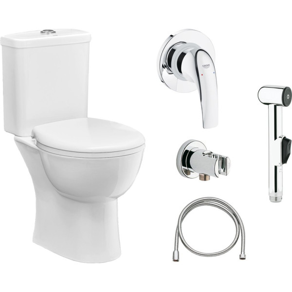 Комплект  Чаша для унитаза-компакта Grohe Bau Ceramic 39429000 + Крышка-сиденье Grohe Bau Ceramic 39493000 с микролифтом + Бачок для унитаза Grohe Bau