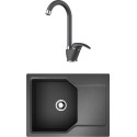 Комплект  Мойка кухонная Omoikiri Yonaka 65-BL черная + Смеситель Omoikiri Umi BL для кухонной мойки
