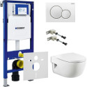 Комплект  Система инсталляции для унитазов Geberit Duofix UP320 111.300.00.5 + Чаша для унитаза подвесного Roca Meridian 346247000 + Кнопка смыва Gebe