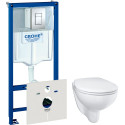 Комплект  Система инсталляции для унитазов Grohe Rapid SL 38775001 4 в 1 с кнопкой смыва + Унитаз подвесной Grohe Bau Ceramic 39351000 безободковый
