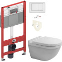 Комплект  Унитаз подвесной Duravit Starck 3 42250900A1 комплект + Система инсталляции для унитазов TECE Base K440322 с кнопкой смыва + ершик