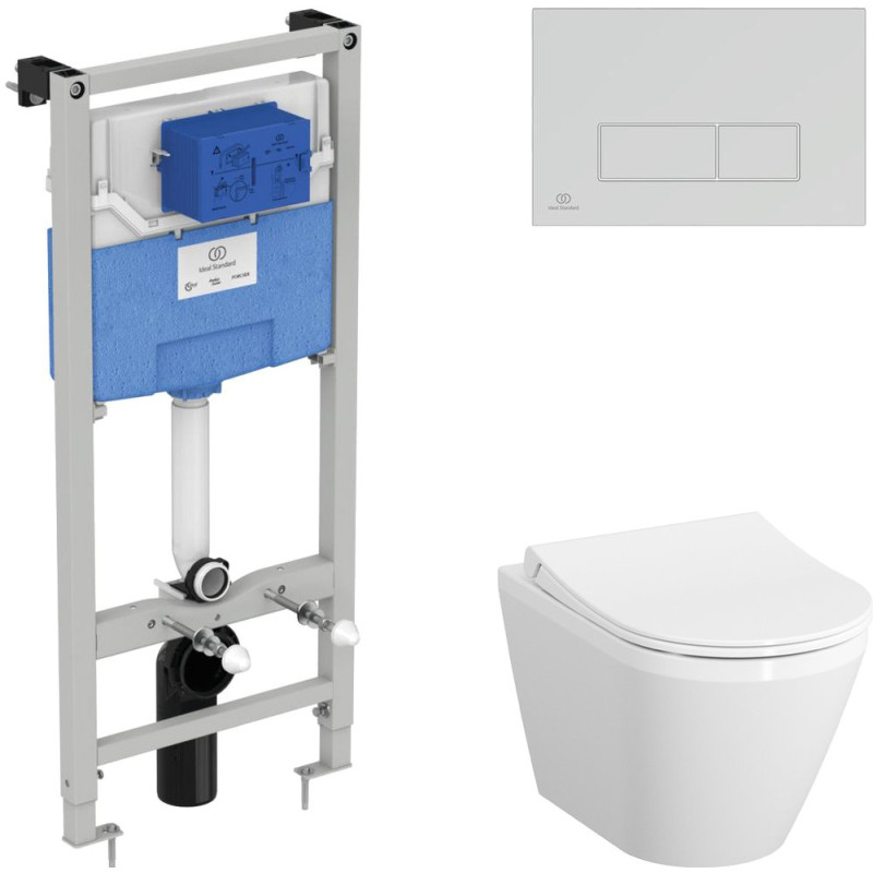 Комплект  Унитаз подвесной VitrA Integra 7040B003-0075 с крышкой + Система инсталляции Prosys Frame + Кнопка смыва Oleas R0121AA хром