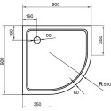 Поддон для душа Cezares Tray R550, радиальный 90, без сифона