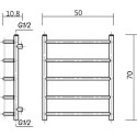 Полотенцесушитель водяной Domoterm Лаура П5 50x70, античная бронза