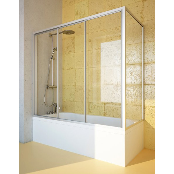 Шторка на ванну GuteWetter Practic Part GV-413A левая 193x90 см стекло бесцветное, профиль матовый хром