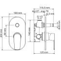 Смеситель Wasserkraft Dill 6161 С ВНУТРЕННЕЙ ЧАСТЬЮ, для ванны с душем