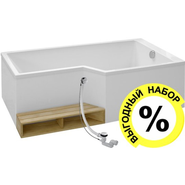 Акриловая ванна Jacob Delafon Bain-Douche Neo 180 R + слив-перелив