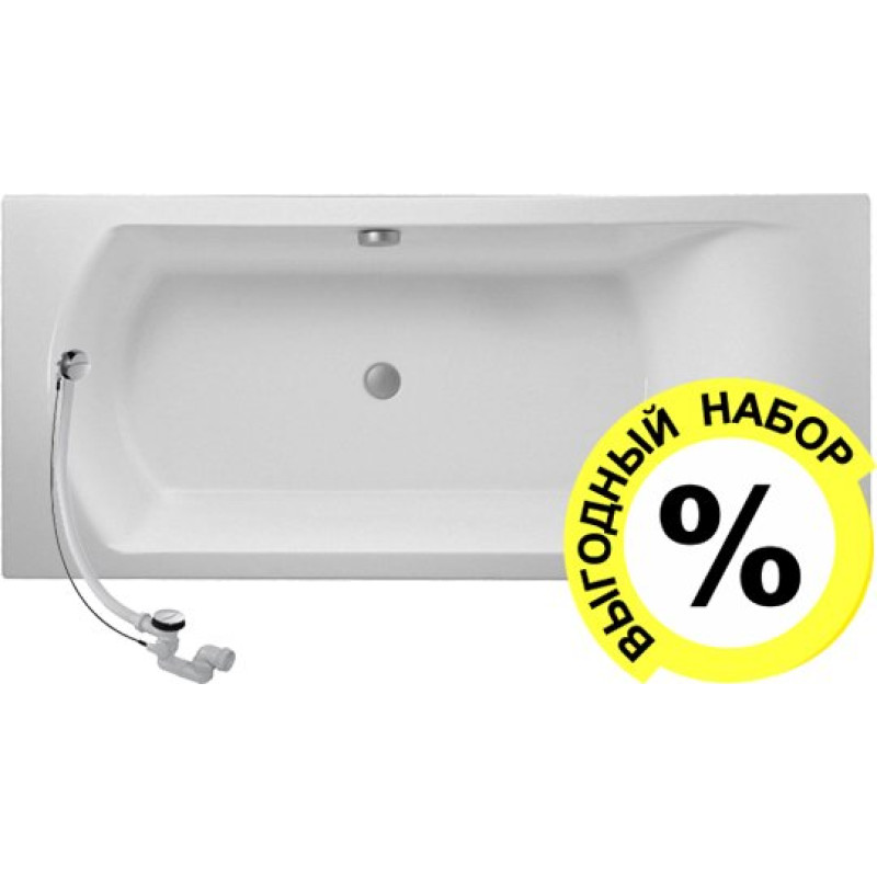 Акриловая ванна Jacob Delafon Ove 180x80 + слив-перелив