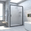 Душевая дверь в нишу Vegas Glass ZP NOVO 115 02М 10 115 см, профиль матовый черный, стекло сатин
