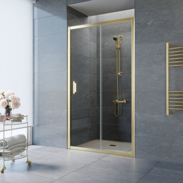 Душевая дверь в нишу Vegas Glass ZP TUR NOVO 105 09 01 105 см, профиль золото, стекло прозрачное