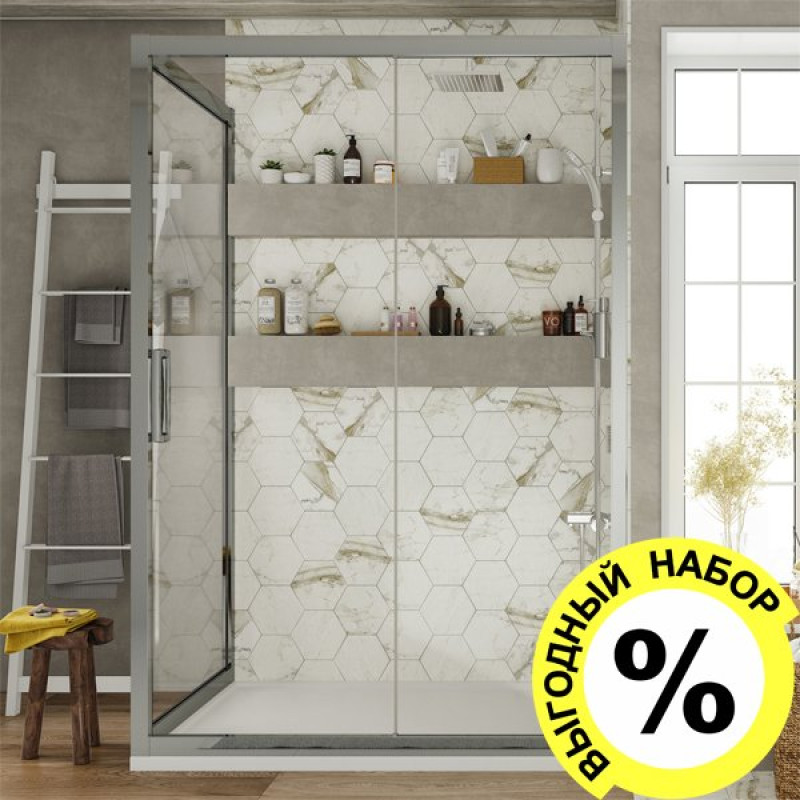 Душевой уголок STWORKI Эстерсунд DE019R90120200CH 120x90 см профиль хром глянец с поддоном
