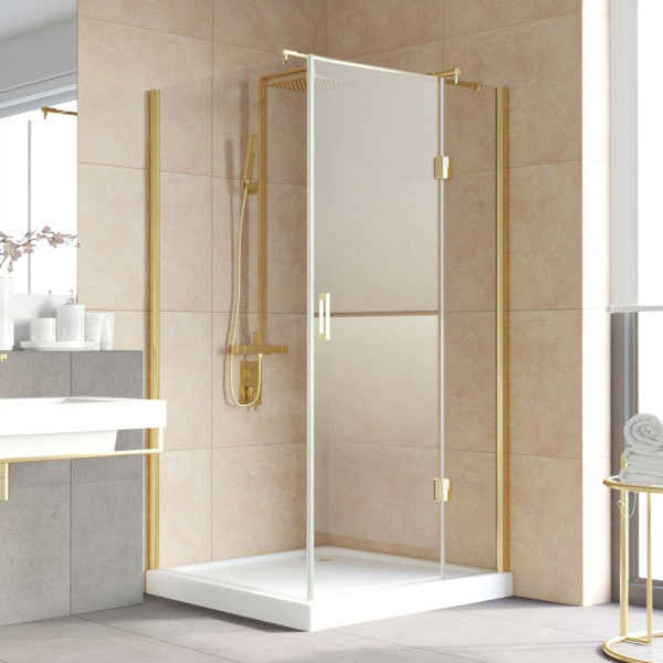 Душевой уголок Vegas Glass AFP-Fis Lux 120*100 09 01 R профиль золото, стекло прозрачное