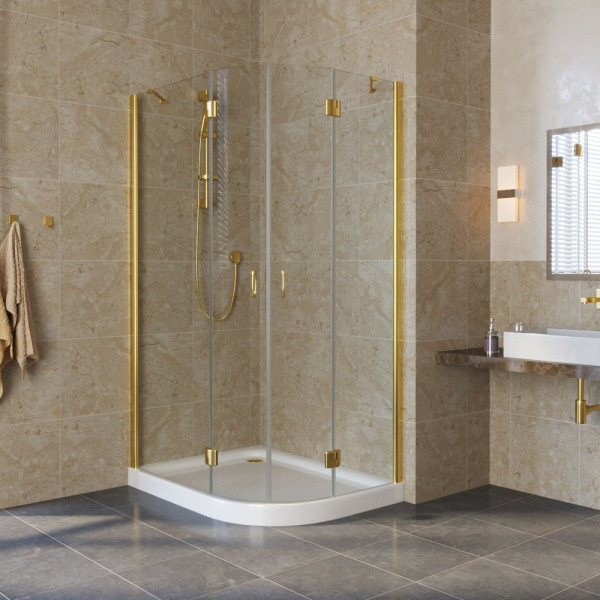 Душевой уголок Vegas Glass AFS-F Lux 100*80 09 01 L профиль золото, стекло прозрачное