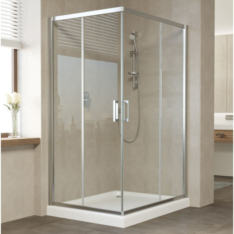 Душевой уголок Vegas Glass ZA-F 110*100 08 01 профиль глянцевый хром, стекло прозрачное