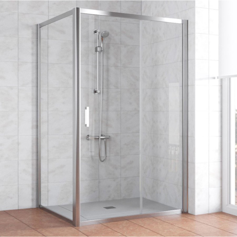 Душевой уголок Vegas Glass ZP+ZPV 110*100 08 01 профиль глянцевый хром, стекло прозрачное