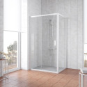 Душевой уголок Vegas Glass ZP+ZPV NOVO 140*80 01 01 профиль белый, стекло прозрачное