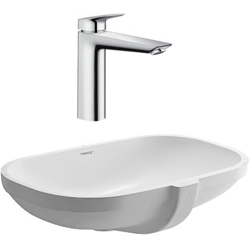 Комплект  Раковина Duravit D-Code 0338490000 встраиваемый + Смеситель Hansgrohe Logis 71091000 для раковины