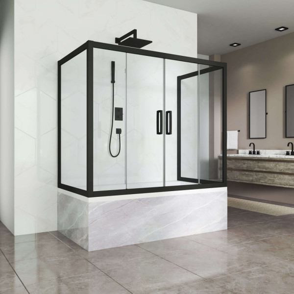 Шторка на ванну Kubele DE019P4U-CLN-BLMT 170х75 см, профиль матовый черный
