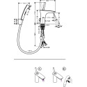 Смеситель Hansgrohe PuraVida 15275400 для раковины с гигиеническим душем