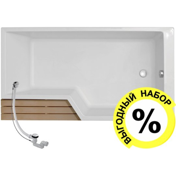 Акриловая ванна Jacob Delafon Bain-Douche Neo 160 R + слив-перелив