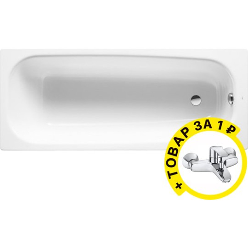 Чугунная ванна Roca Continental 21290200R 160x70 см, без антискользящего покрытия + смеситель